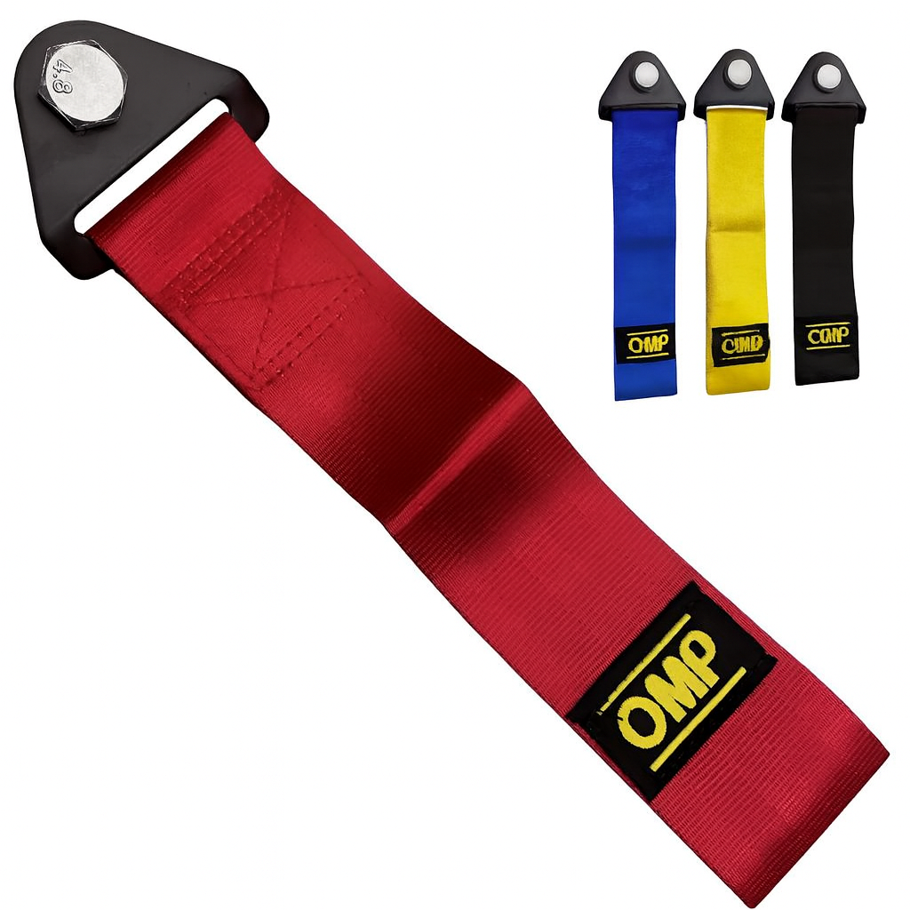 Cinta de Reboque Universal JDM – Tow Strap OMP Bordada (Nylon Reforçado)