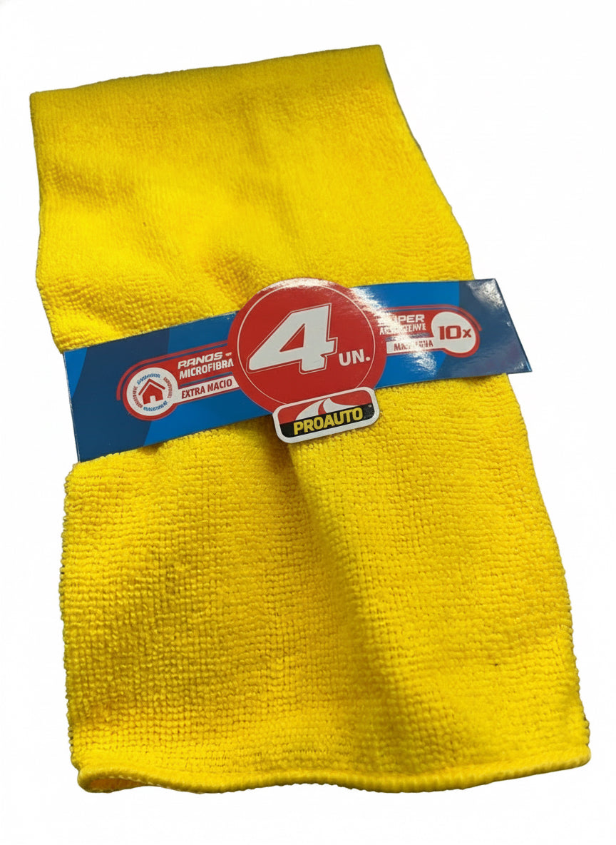 Kit de Microfibra Premium – Luva + 4 Panos + Esponja de Microfibra