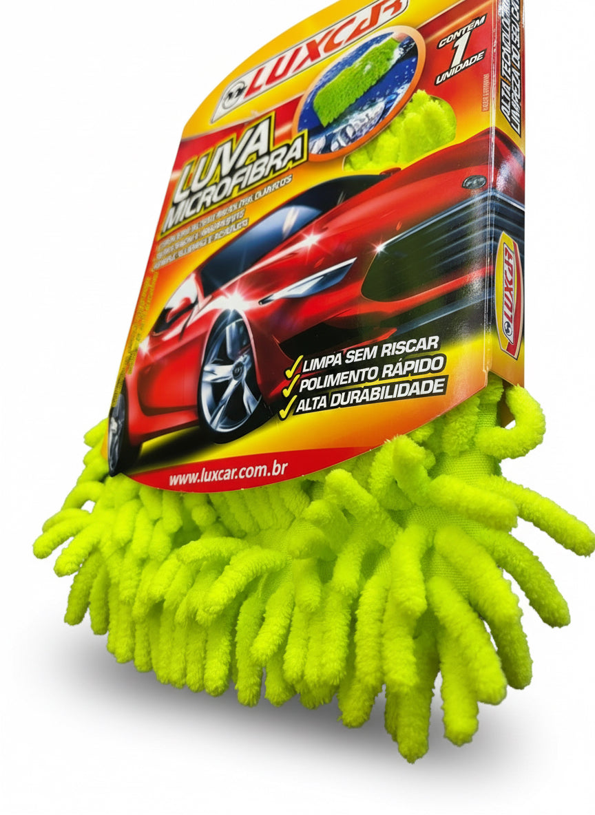 Kit de Microfibra Premium – Luva + 4 Panos + Esponja de Microfibra