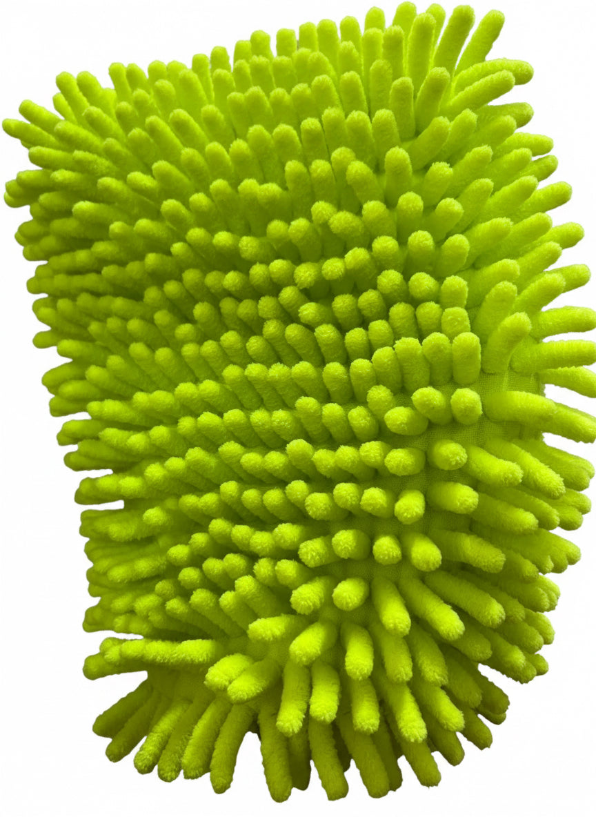 Kit de Microfibra Premium – Luva + 4 Panos + Esponja de Microfibra