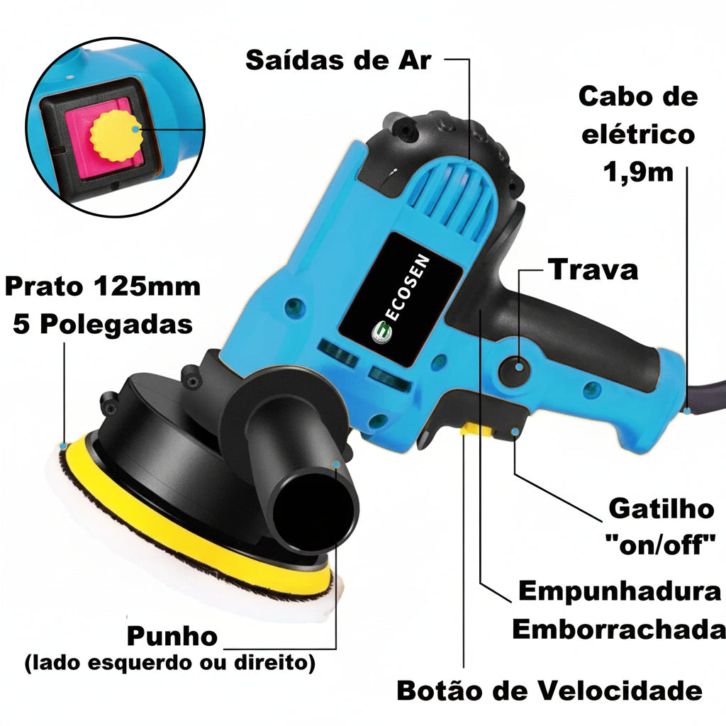 Lixadeira Multi Funçoes 800W 6 Velocidades Completa - Politriz Polidor 220V 60HI4500R/MIN