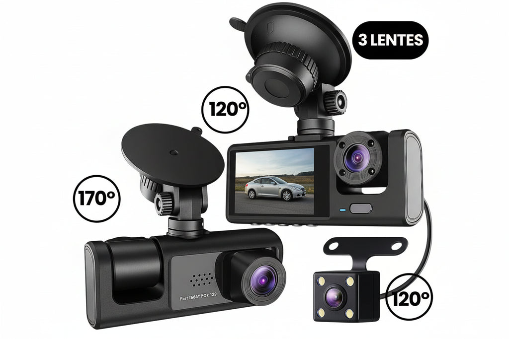 3 Câmera Automotiva Veicular Carro Hd Noturna 1080p Icarbonx