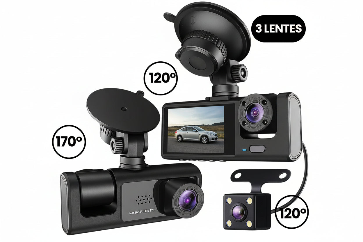 3 Câmera Automotiva Veicular Carro Hd Noturna 1080p Icarbonx