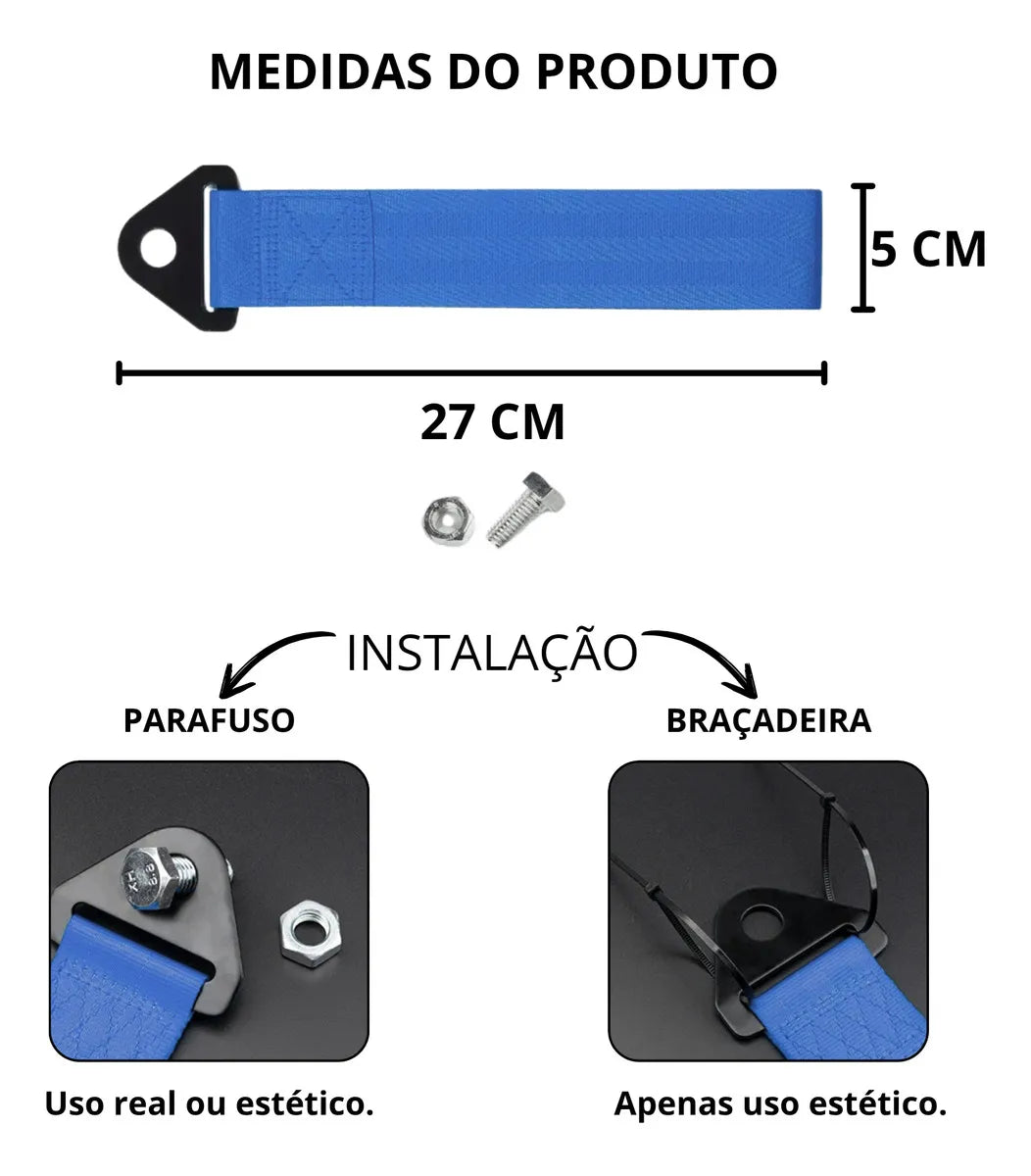 Kit Tow Strap – Fita de Reboque Azul Estilo BR
