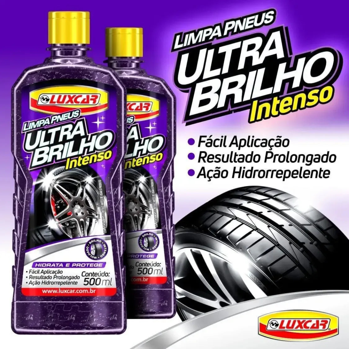 Limpa Pneus Pretinho Ultra Brilho Intenso Luxcar 500ml Cor Gel Lilas